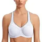 SYROKAN Women's Full Support Racerback Lightly Lined Underwire Sports Bra White 36D