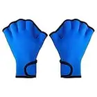 MOVKZACV Gants aquatiques résistants à l'eau - Gants palmés - Mitaines de natation pour homme et femme - Pour la plongée, le surf, la piscine - Bleu - Taille L