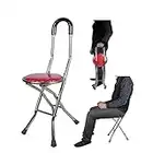 NREXH Drive Medical Canne-siège Tabouret pour Personnes âgées Walker Tabouret Pliant léger en Canne Quadruple