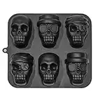 stillwen Molde de Calaveras de Halloween, 1 Pcs Molde Hielo Calavera, Molde de Silicona 3D para Hielo, Molde de Silicona con Forma de Calavera para Whisky Hielo Cócteles Bebida Jugo (Negro)