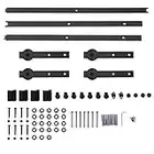 10 FT/304 cm Barn Door Hardware Kit, Sliding Hanging Door Kit for Double Door, Carbon Steel Slide Sliding Track Rail Hanger Roller Wood Cupboard Barn Door Hardware Closet Kit