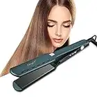 CkeyiN Ceramic Hair Straightening Flat Iron |44mm Plates| Professional Salon Model Hair Straightener | Includes Heat Protection Glove