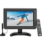 ZOSHING TV Portable avec antenne,10.1Pouces Rechargeable Batterie TV numérique DVB-T2 TNT Freeview,DC-12v Petite TV,Soutien HDMI/USB/AV in.