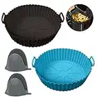 2 Piezas Olla de Silicona, 8 in Freidora Aire Reutilizables, Molde Silicona Freidora de Aire con Clip de Mano, Accesorios Freidora de Aire, para Freidora de Aire, Horno y Microonda