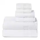 Belizzi Home Ultra Soft 6 Pack Cotton Towel Set, Contains 2 Bath Towels 28x55 inch, 2 Hand Towels 16x24 inch & 2 Wash Coths 12x12 inch, Ideal Everyday use, Compact & Lightweight - White