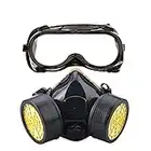 Ewolee Anti-Dust Mask, Industrial Chemical Respirator Protection, Full Gas Mask Against Pollution, Respiratory Protection Mask with Two Valves Glasses Set, Black