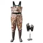 SaphiRose PONCHO Vadeador de Pesca Pantalones con Botas Impermeable para Hombre Mujer Waders Transpirables Camuflaje Talla 43