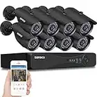 SANSCO 8CH 5MP HD CCTV Camera System, 8 Channel DVR Recorder, 8X 2MP Outdoor Bullet Security Cameras (Improved Night Vision, AI Face/Human Detection, IP66 Vandalproof, Email/APP Alert, No Hard Drive Disk)