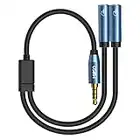 MillSO Divisor de auriculares Adaptador Jack de 3.5 mm - Divisor de micrófono de 4 polos macho a doble hembra (Mic + Audio) para iPod, teléfono móvil, portátiles, PC y reproductores de MP3