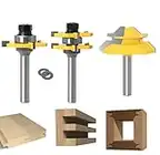 Router Bit Set [3 Pezzi], APLUS 8mm Fresa per Tagli a 45 Gradi + Frese per Linguette e Scanalature,T Punte di Falegnameria, Strumenti di Lavorazione del Legno per La Casa e Fai da te