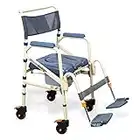 SolutionBased 100% Aluminum Folding Travel Shower Chair | No Tools Required | Optional Bag not Included | Use as Commode or Wheelchair | Flip Footrests & Removable | Perfect for Travel Use