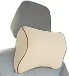 MyGadget Almohada Viaje para Coche - Cojín de Cabeza - Soporte Cervical y Cuello para Conducir - Reposacabezas Ortopédico de Viaje - Car Headrest - Beige