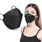 KKmier FFP2 Mask 30pcs, FFP2 N95 Face Masks, EN 149:2001+A1:2009 Certified Fish-shaped Coloured Face Mask for Women Men, 4-Layer Filters Particles ≥94%, Individually Wrapped (Black)