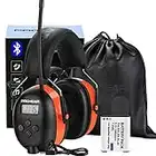 PROHEAR 033 Bluetooth FM/AM Radio Hearing Protection Headphones (Upgraded) with Rechargeable Battery, 25dB NRR Safety Noise Reduction EarMuffs, 48H Playtime for Mowing, Work Shops, Snowblowing - Orange