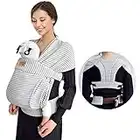 vrbabies Babytrage für Neugeborene ab Geburt Extra Weich, Bauchtrage Baby-Tragetasche Ergonomisch (Striped Grey)