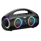 Bluetooth Speaker, 60W(80W Peak) Booming Bass with Subwoofer, IPX7 Waterproof, Beat-Driven Lights, Power Bank, Gifts for Men Dad, Dazzling Boom Wireless Portable Loud Speakers for Outdoor/Party/Beach