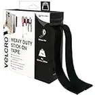 VELCRO Brand Heavy Duty Stick On Tape Cut-to-Length Industrial Extra Strong Double Sided Hook & Loop Self Adhesive Tape Perfect for Room Décor & Home, Office, Garage Use Black 50mm x 5m