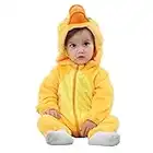 BABYPREG Unisex Baby Animal Halloween Costumes Hooded Flannel Romper Outfits (Duck, 90)