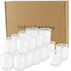 20 Pack Warm White Unscented Clear Glass Filled Votive Candles. Hand Poured Wax Candle Ideal Gifts for Aromatherapy Spa Weddings Birthdays Holidays Party (Warm White)