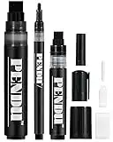 Paint Markers - 3 Pack Black Paint Pens, Permanent Oil Based Paint Markers with Fine, Medium, and Jumbo Replace Tips, Great on Plastic, Stone, Glass, and Metal