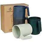 Greentainer Coffee Mug with Handle, Set of 4, 450 ml Drinking Cups for Kitchen, Outdoor, Travel, RV, College Dorm Room Essential, Water Milk Tea Tumblers, Dishwasher and Microwave Safe,15 OZ, 4 Pcs,