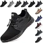 Safety Shoes for Men Steel Toe Cap Trainers Womens Lightweight Work Boots Mesh Breathable Construction Industrial Sneakers Black Blue Grey Green Pink Size 3.5-13 UK Black 9 UK (44 EU)