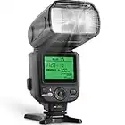 Camera Flash W/LCD Display for DSLR & Mirrorless Cameras, External Flash Featuring a Standard Hot Flash Shoe, Universal Camera Flash for Canon, Sony, Nikon, Panasonic and Other Cameras with Pouch