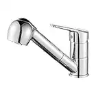 Ibergrif Roma - Grifo de Cocina Ducha Extraíble, Mezclador Monomando para Lavabo, Cromo, Plata