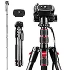 Andoer 2-in-1 Photography Tripod Monopod Stand Aluminium Alloy 360° Rotatable Ball Head 5kg Load Capacity with Carry Bag for DSLR Cameras Camcorders (Max. 200cm)