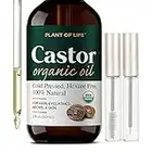 Castor Oil by Plant of Life - USDA Organic, 100% Pure, Cold-Pressed, Hexane-Free - Strengthen, Repair for Hair, Eyebrow, Eyelash - (FREE KIT INCLUDED) (2oz (60mL))