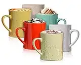 Ceramic Vintage Coffee Mugs - Set of 6 Multicolored Coffee Cups - Retro Mugs Made of Ceramic - Microwave & Dishwasher Safe - Decorative Cups for Your Favourite Drinks - 13.8oz/Mug