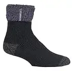 HEAT HOLDERS - Mens Warm Luxury Fluffy Fleece Lined Lounge Sleep Bed Socks (6-11 UK, Black (Olwen))