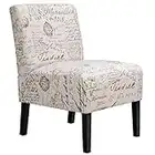 Yaheetech Dining Chair Tub Chair Sofa Accent Chair Comfy Side Chairs with Solid Wooden Legs for Dining Room Bedroom Living Room Letter Print