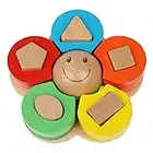 Boxiki kids Jouets Montessori en Bois à Empiler Tri des Couleurs et des Formes. Jouet en Bois Non-Toxique pour Le Développement Précoce et la Motricité Fine. Jouets pour Enfants de 18 Mois (Fleur)