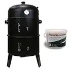 First4spares Deluxe 3 in 1 BBQ, Grill & Smoker with Built in Thermostat & Hanging Racks + Free Oak Flavour Smoking Chips