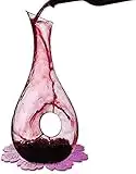 BOQO Red Wine Decanter, 1.2 Liter Crystal Glass Decanter Carafe, Premium Red Wine Carafe With Stylish Silicone Coaster, Wine Accessories