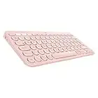 Logitech K380 kabellose Multi-Device Bluetooth-Tastatur mit Easy-Switch für bis zu 3 Geräte, schlank – PC, Notebook, Windows, Mac, Chrome OS, Android, iPad OS, Apple TV, Deutsches QWERTZ-Layout - Rose