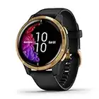 Garmin 010-02173-31 Venu, GPS Smartwatch, Bright Touchscreen Display, Features Music, Body Energy Monitoring, Animated Workouts, Pulse Ox Sensor and More, Gold with Black Band