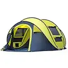 Qisan Automatic Camping Outdoor Pop-up Tent for Waterproof Quick-Opening Tents 4 Person Canopy with Carrying Bag Easy to Set up (Yellow)