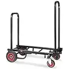 Compact Folding Adjustable Equipment Cart - Heavy Duty 8-in-1 Convertible Cart Hand Truck/Dolly/Platform Cart with R-Trac Wheels - Expandable Up to 25.24" to 40.24" - Pyle PKEQ38, Black