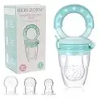 Tetine Grignoteuse Bebe - 1 Grignoteuse + 3 Tétines [3-24 mois] Sucette Fruit pour Bebe sans BPA - Tetine Fruits soulage les Gencives - 1er Age - Notice|Guide OFFERT