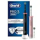 Oral-B Pro 3 3900 Elektrische Zahnbürste/Electric Toothbrush, Doppelpack & 3 Aufsteckbürsten, mit 3 Putzmodi und visueller 360° Andruckkontrolle für Zahnpflege, Geschenk Mann/Frau, schwarz/pink