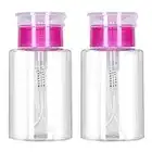 Leevia 2 Pcs 180ml Nail Polish Remover Pump Dispenser Push Down Cleanser Bottle Nail Polish Remover Liquid Bottle Container for Nail Polish and Makeup Remover Nail Art Tool Travel Set