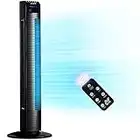 Netta Tower Fan, 36 Inch Oscillating with Remote Control, LED Display, 3 Speed Settings with 8 Hours Timer, Bladeless Floor Fan for Bedroom Living Rooms Kitchen Home Office - Black