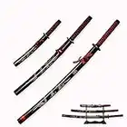 3pc Set Japanese Samurai Sword with Display Stand,Iaido Katana Engraved with Dragon Pattern On The Scabbard