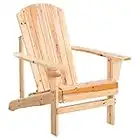 Outsunny Silla Adirondack de Madera Silla de Jardín con Reposabrazos y Respaldo Alto para Terraza Balcón Exterior 72,5x97x93 cm Natural