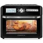 CROWNFUL 19 Quart Air Fryer Toaster Oven, Convection Roaster with Rotisserie & Dehydrator, 10-in-1 Countertop Oven, Original Recipe and 8 Accessories Included, UL Listed (Black)