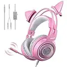 SOMIC G951S Rosa Gaming-Headset mit Mikrofon, Mädchen Frauen Rosa Katze Ohr-Kopfhörer mit 3,5-mm-Kabel für Xbox One, Nintendo-Switch, PS4, iPhone, iPad