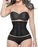 YIANNA Mujer Fajas Reductoras Colombianas Torso Corto Waist Trainer Corset Reductor Cinturilla Moldeadora Latex Cintura Corsé Negro, 110206 Size S