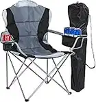 Dawsons Living DELUXE CAMPING CHAIR High Back Portable Folding Fishing Chair, Luxury Padded Seat, Heavy Duty Steel, Armrest, Lightweight, Outdoor Garden with Cup Holder and Cooler Bag